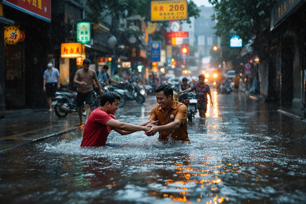 吃瓜51资讯配图 - 某城市突降特大暴雨，全城多处被淹，市民自发组织救援，感人瞬间刷屏朋友圈